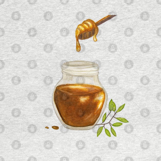 Greek honey Watercolor Illustration by Le petit fennec